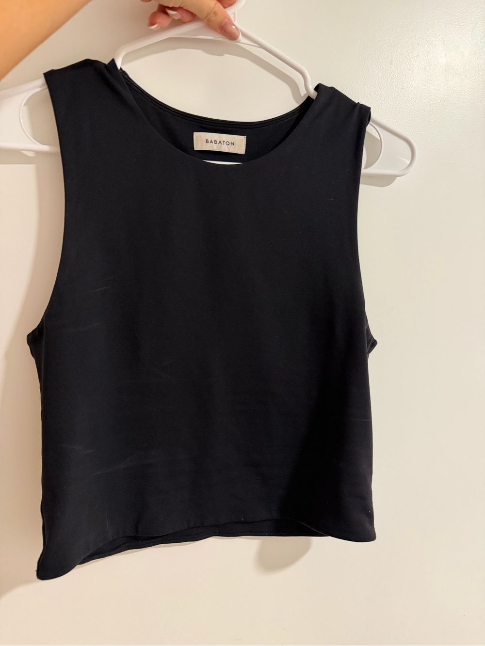 Babaton Black Cropped Tank with High Neck